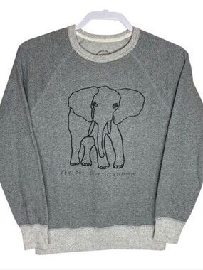 J. Crew Light Gray Sweatshirt with Elephant Graphic
